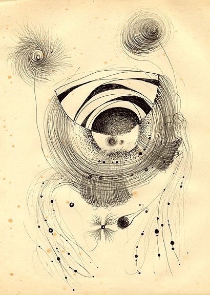 Unbound Aeriality, Pen and Ink Study, 14″ × 18″, 1953–54.