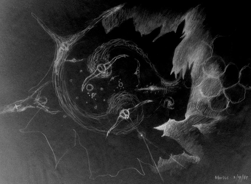 Nemesis, Pencil on Tissue (reversed), 12″ × 8″, 1957.